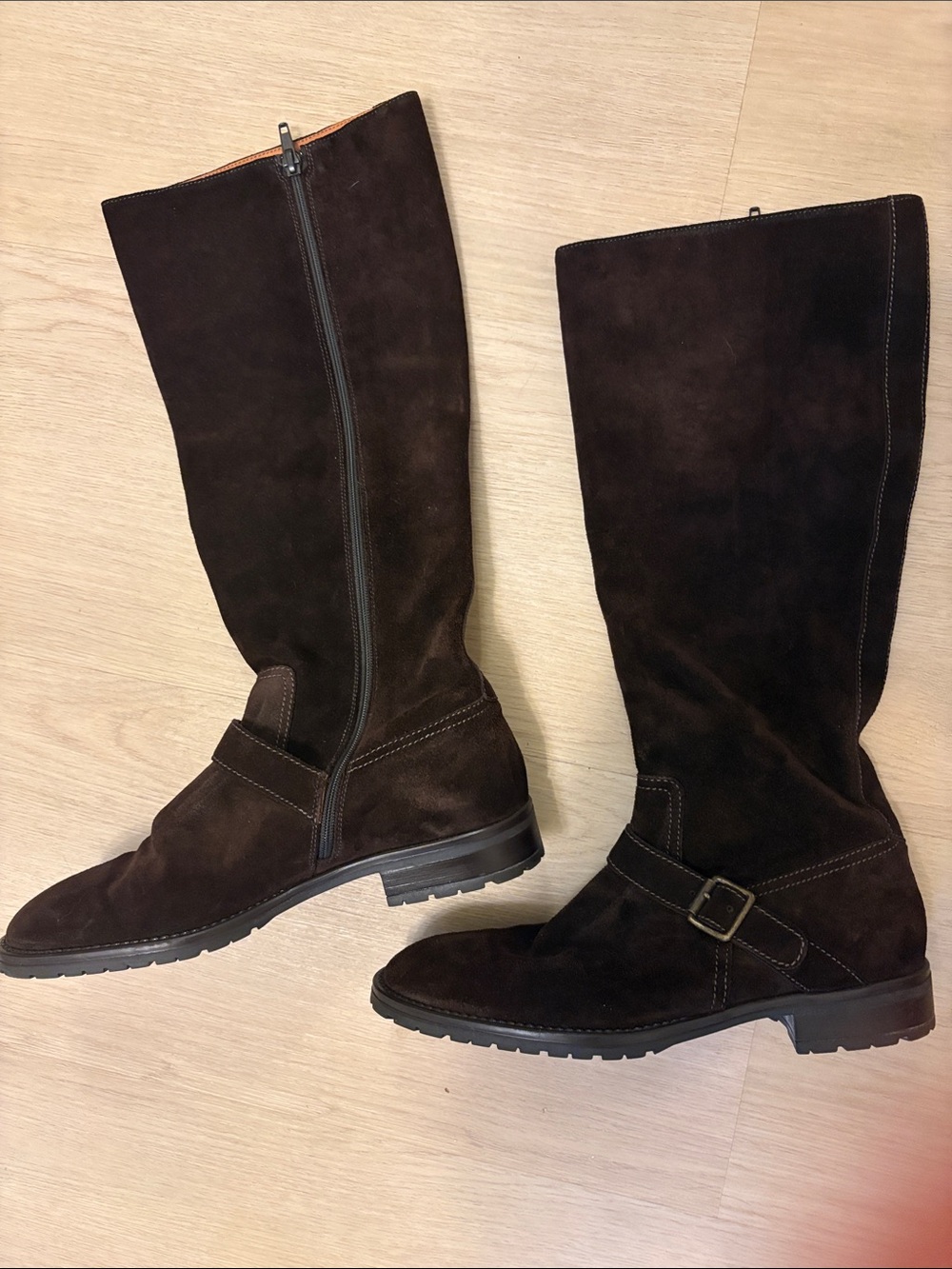 J.Crew Made in Italy Leather Riding Boots Brown Buckle Size 8